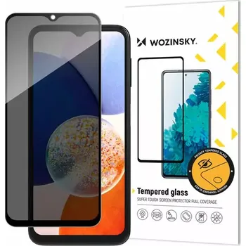 Ochranné sklo Wozinsky Privacy na celý displej Samsung Galaxy A14 5G / LTE černé s privátním filtrem proti sledování (9145576273654) (Wozinsky Privacy Glass Tempered Glass for Samsung Galaxy A14 5G / LTE with Anti Spy Privacy Filter)