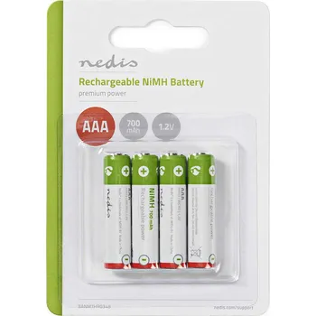 Článková baterie Nedis nabíjecí baterie NiMH AAA 1.2V 700mAh - 4ks, BANM7HR034B