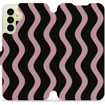 Pouzdro na mobilní telefon Flipové pouzdro Mobiwear - Samsung Galaxy A15 / A15 5G - VA54S Fialové vlnky (Knížkové flip pouzdro, obal, kryt na mobil Samsung Galaxy A15 / A15 5G - VA54S Fialové vlnky, materiál Umělá kůže + TPU - ochrana 360°, stojánek, silikonová vanička, magnetické)