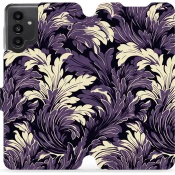 Pouzdro na mobilní telefon Flipové pouzdro Mobiwear - Samsung Galaxy A13 5G / A04s - VA46S Fialové rostliny (Knížkové flip pouzdro, obal, kryt na mobil Samsung Galaxy A13 5G / A04s - VA46S Fialové rostliny, materiál Umělá kůže + TPU - ochrana 360°, stojánek, silikonová vanička,)