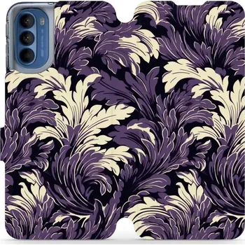 Pouzdro na mobilní telefon Flipové pouzdro Mobiwear - Motorola Moto G41 - VA46S Fialové rostliny (Knížkové flip pouzdro, obal, kryt na mobil Motorola Moto G41 - VA46S Fialové rostliny, materiál Umělá kůže + TPU - ochrana 360°, stojánek, silikonová vanička, magnetické zavírání)