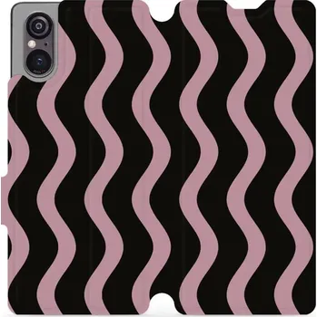 Pouzdro na mobilní telefon Flipové pouzdro Mobiwear - Sony Xperia 5 V - VA54S Fialové vlnky (Knížkové flip pouzdro, obal, kryt na mobil Sony Xperia 5 V - VA54S Fialové vlnky, materiál Umělá kůže + TPU - ochrana 360°, stojánek, silikonová vanička, magnetické zavírání)