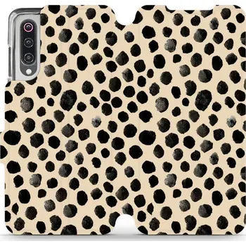 Pouzdro na mobilní telefon Flipové pouzdro Mobiwear - Xiaomi Mi 9 - VA50S Černé puntíky (Knížkové flip pouzdro, obal, kryt na mobil Xiaomi Mi 9 - VA50S Černé puntíky, materiál Umělá kůže + TPU - ochrana 360°, stojánek, silikonová vanička, magnetické zavírání)