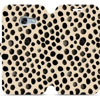 Pouzdro na mobilní telefon Flipové pouzdro Mobiwear - Samsung Galaxy A3 2017 - VA50S Černé puntíky (Knížkové flip pouzdro, obal, kryt na mobil Samsung Galaxy A3 2017 - VA50S Černé puntíky, materiál Umělá kůže + TPU - ochrana 360°, stojánek, silikonová vanička, magnetické zavírání)
