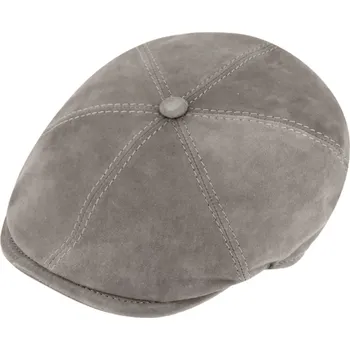 Čepice Fiebig - Headwear since 1903 Pánská kožená 6-dílná bekovka s podšívkou - šedá kožená bekovka Velikost: 59 cm (L)