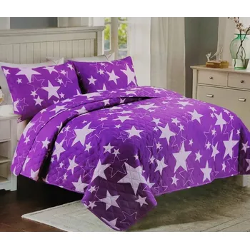 Přehoz na lůžko Sofy Přehoz na postel 200x240 - Fialové hvězdy