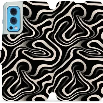 Pouzdro na mobilní telefon Flipové pouzdro Mobiwear - OnePlus Nord 2 5G - VA63S Vlnky a linky (Knížkové flip pouzdro, obal, kryt na mobil OnePlus Nord 2 5G - VA63S Vlnky a linky, materiál Umělá kůže + TPU - ochrana 360°, stojánek, silikonová vanička, magnetické zavírání)