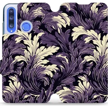 Pouzdro na mobilní telefon Flipové pouzdro Mobiwear - Honor 20 Lite - VA46S Fialové rostliny (Knížkové flip pouzdro, obal, kryt na mobil Honor 20 Lite - VA46S Fialové rostliny, materiál Umělá kůže + TPU - ochrana 360°, stojánek, silikonová vanička, magnetické zavírání)
