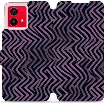 Pouzdro na mobilní telefon Flipové pouzdro Mobiwear - Motorola Moto G84 - VA55S Fialové klikyháky (Knížkové flip pouzdro, obal, kryt na mobil Motorola Moto G84 - VA55S Fialové klikyháky, materiál Umělá kůže + TPU - ochrana 360°, stojánek, silikonová vanička, magnetické zavírání)