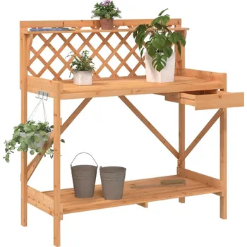 Zahradní stůl vidaXL Přesazovací stolek s treláží masivní jedlové dřevo [368429] Barva: Hnědá