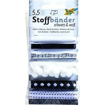 Stuha Dekorativní stuhy barva bílá-černá