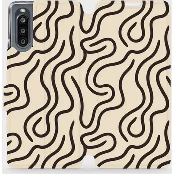 Pouzdro na mobilní telefon Flipové pouzdro Mobiwear - Sony Xperia 10 IV - VA60S Linky (Knížkové flip pouzdro, obal, kryt na mobil Sony Xperia 10 IV - VA60S Linky, materiál Umělá kůže + TPU - ochrana 360°, stojánek, silikonová vanička, magnetické zavírání)