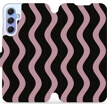 Pouzdro na mobilní telefon Flipové pouzdro Mobiwear - Samsung Galaxy A34 5G - VA54S Fialové vlnky (Knížkové flip pouzdro, obal, kryt na mobil Samsung Galaxy A34 5G - VA54S Fialové vlnky, materiál Umělá kůže + TPU - ochrana 360°, stojánek, silikonová vanička, magnetické zavírání)