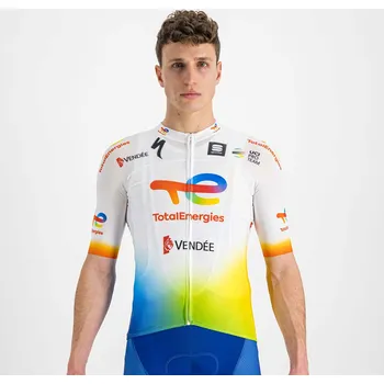 cyklistický dres SPORTFUL Cyklistický dres s krátkým rukávem - TOTAL ENERGIES 2022 - bílá/žlutá/oranžová/modrá 2XL