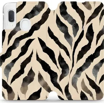 Pouzdro na mobilní telefon Flipové pouzdro Mobiwear - Samsung Galaxy A20e - VA53S Zebří (Knížkové flip pouzdro, obal, kryt na mobil Samsung Galaxy A20e - VA53S Zebří, materiál Umělá kůže + TPU - ochrana 360°, stojánek, silikonová vanička, magnetické zavírání)