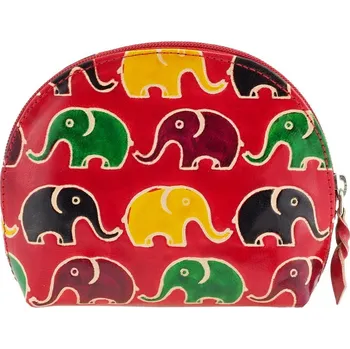 Dámská kožená taštička Neceser Sloni červená 15 x 12 cm