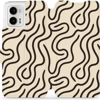 Pouzdro na mobilní telefon Flipové pouzdro Mobiwear - Motorola Moto G73 5G - VA60S Linky (Knížkové flip pouzdro, obal, kryt na mobil Motorola Moto G73 5G - VA60S Linky, materiál Umělá kůže + TPU - ochrana 360°, stojánek, silikonová vanička, magnetické zavírání)