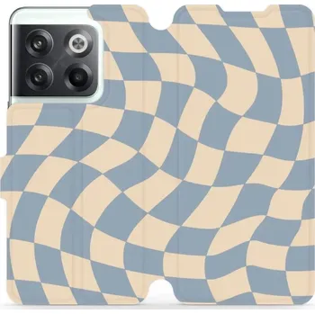 Pouzdro na mobilní telefon Flipové pouzdro Mobiwear - OnePlus 10T - VA59S Modrá a béžová šachovnice (Knížkové flip pouzdro, obal, kryt na mobil OnePlus 10T - VA59S Modrá a béžová šachovnice, materiál Umělá kůže + TPU - ochrana 360°, stojánek, silikonová vanička, magnetické zavírání