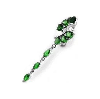 Piercing Šperky4U Stříbrný piercing do pupíku, tmavě zelené zirkony - BP01251-E