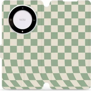 Pouzdro na mobilní telefon Flipové pouzdro Mobiwear - Honor Magic5 Lite 5G - VA58S Zelená a béžová šachovnice (Knížkové flip pouzdro, obal, kryt na mobil Honor Magic5 Lite 5G - VA58S Zelená a béžová šachovnice, materiál Umělá kůže + TPU - ochrana 360°, stojánek, silikonová vanička,