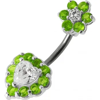 Piercing Šperky4U Piercing do pupíku, světle zelené zirkony - BP01105-G