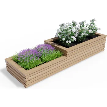 Vyvýšený záhon Vyvýšený dřevěný záhon 90 x 290 cm, dvoupatrový, typový
