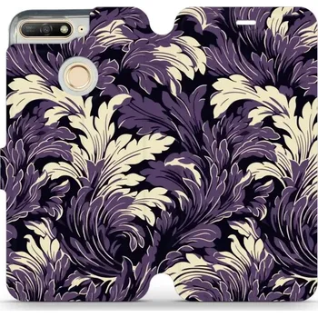 Pouzdro na mobilní telefon Flipové pouzdro Mobiwear - Huawei Y6 Prime 2018 / Honor 7A - VA46S Fialové rostliny (Knížkové flip pouzdro, obal, kryt na mobil Huawei Y6 Prime 2018 / Honor 7A - VA46S Fialové rostliny, materiál Umělá kůže + TPU - ochrana 360°, stojánek, silikonová vaničk