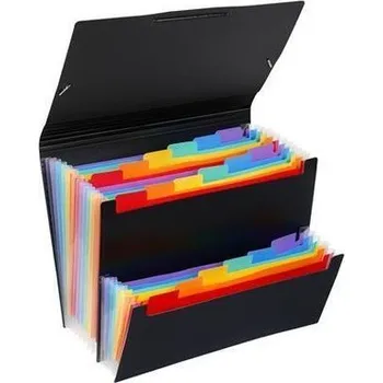 Archivační box Aktovka s přihrádkami "Rainbow Class", černá, 12+6 částí, PP, VIQUEL