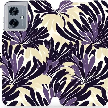 Pouzdro na mobilní telefon Flipové pouzdro Mobiwear - Motorola Moto G54 5G / Moto G54 5G Power Edition - VA47S Fialová flóra (Knížkové flip pouzdro, obal, kryt na mobil Motorola Moto G54 5G / Moto G54 5G Power Edition - VA47S Fialová flóra, materiál Umělá kůže + TPU - ochrana 360°,