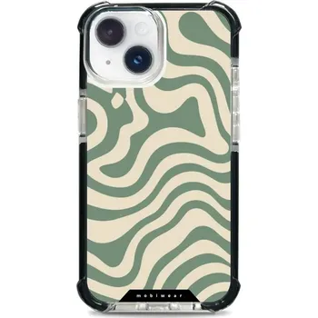 Pouzdro na mobilní telefon Odolný obal Mobiwear MagSafe Elite Bumper - Apple iPhone 14 - DA57D Zelené a béžové zkrouceniny (Odolný kryt, pouzdro, obal Mobiwear Elite Bumper na mobil Apple iPhone 14 - DA57D Zelené a béžové zkrouceniny, materiál Plast + TPU silikon + kov - zesílená)