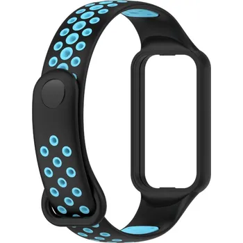 MůjMiBand.cz Silikonový perforovaný náhradní náramek pro Xiaomi Smart Band 8 Active a Redmi Band 2 Barva: černá s modrou
