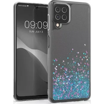 Pouzdro na mobilní telefon Třpytkové pouzdro kwmobile Flowing Liquid na mobil Samsung Galaxy A22 4G - Gold (Třpytkový kryt či obal kwmobile Flowing Liquid na mobilní telefon Samsung Galaxy A22 4G Dark Pink - Gold)