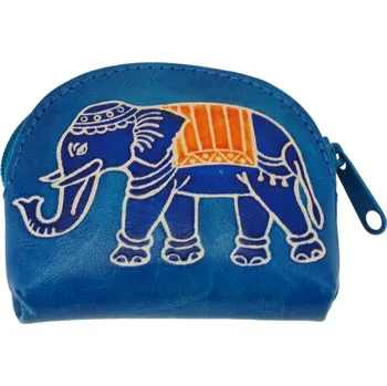 Kožená peněženka na drobné Slon modrá 9 x 7 cm
