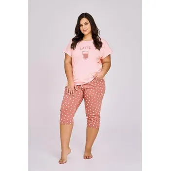 Dámské pyžamo Taro, dámské pyžamo 3158-Frakie, krátký rukáv, meruňková, vel. 3XL