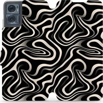 Pouzdro na mobilní telefon Flipové pouzdro Mobiwear - Motorola Moto E22 / E22i - VA63S Vlnky a linky (Knížkové flip pouzdro, obal, kryt na mobil Motorola Moto E22 / E22i - VA63S Vlnky a linky, materiál Umělá kůže + TPU - ochrana 360°, stojánek, silikonová vanička, magnetické zavírá