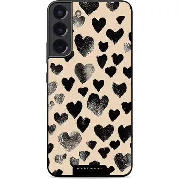 Pouzdro na mobilní telefon Lesklý kryt Mobiwear Glossy - Samsung Galaxy S22 Plus - GA51G Černá srdíčka (Prémiové lesklé pouzdro, obal, kryt Mobiwear Glossy na mobil Samsung Galaxy S22 Plus - GA51G Černá srdíčka, materiál Plast + TPU silikon - krytí po všech stranách, neošoupatelný)