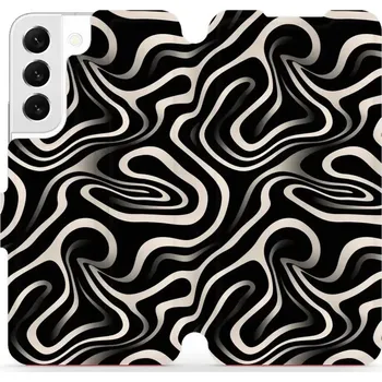 Pouzdro na mobilní telefon Flipové pouzdro Mobiwear - Samsung Galaxy S22 - VA63S Vlnky a linky (Knížkové flip pouzdro, obal, kryt na mobil Samsung Galaxy S22 - VA63S Vlnky a linky, materiál Umělá kůže + TPU - ochrana 360°, stojánek, silikonová vanička, magnetické zavírání)