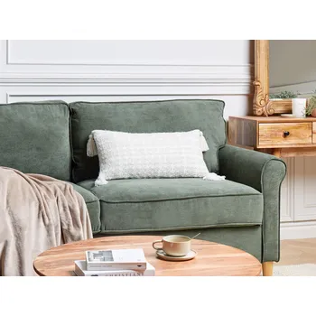 Polštář Polštář s kostkovaným vzorem 30 x 60 cm béžový dekorativní moderní doplněk do ložnice obývacího pokoje Beliani