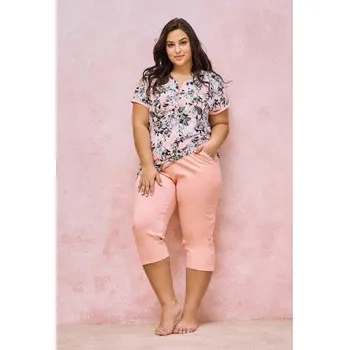 Dámské pyžamo Taro, dámské pyžamo 3166-Lana, krátký rukáv, meruňková, vel. XXL