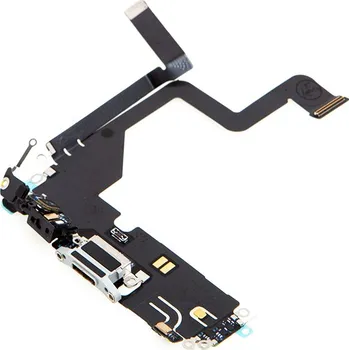 Napájecí a datový konektor s flex kabelem + mikrofony pro Apple iPhone 14 Pro - stříbrný - kvalita A+