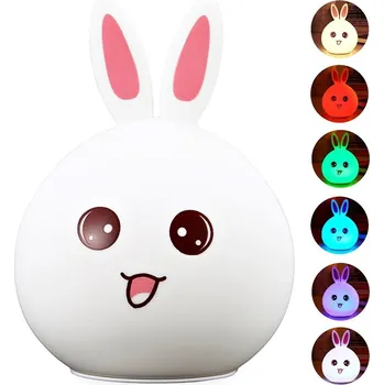 Noční světlo dobirkov.cz LED noční světlo pro děti, RGB lampa dotyková, na baterie - králíček