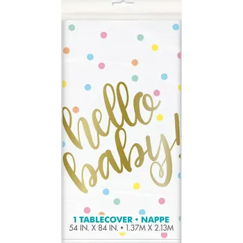 Jednorázový ubrus Plastový ubrus "Hello baby" puntíky
