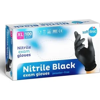 Vyšetřovací rukavice SOFTCLINIC Nitril ruk.vyšetř.nepudr.černé XL 100ks