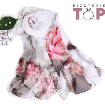 Šála B-TOP Dámský elegantní šátek s růžovou květinou