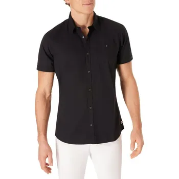 Pánská košile PIONEER PÁNSKÁ KOŠILE S KR.RUKÁVEM JEDNOBAREVNÁ -ČERNÁ XXL