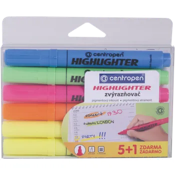 Zvýrazňovač centropen zvýrazňovač 8552 6ks 476535