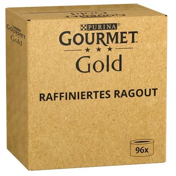 Krmivo pro kočku Purina Gourmet Gold Cat Adult konzerva rafinované ragú Beef/Chicken/Salmon/Tuna 96x 85 g