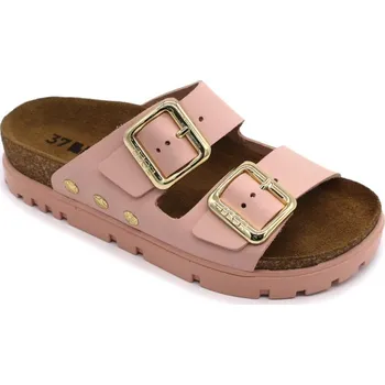 Dámská zdravotní obuv Leon 6010 Dámské korkové pantofle na platformě - Růžová Velikost: 37