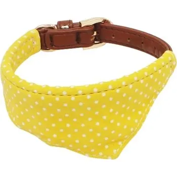 Obojek pro psa Kožený obojek pro psy a kočky s mašličkou - Žluté šátky,M