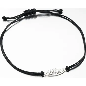 Oblečení a móda Náramek bílé zlato 585 černého provázku s nápisem Love LT14-009-B délka 20 cm